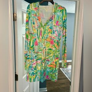 Vibrant Lilly Pulitzer multicolor Hooded Rylie swim cover up dress